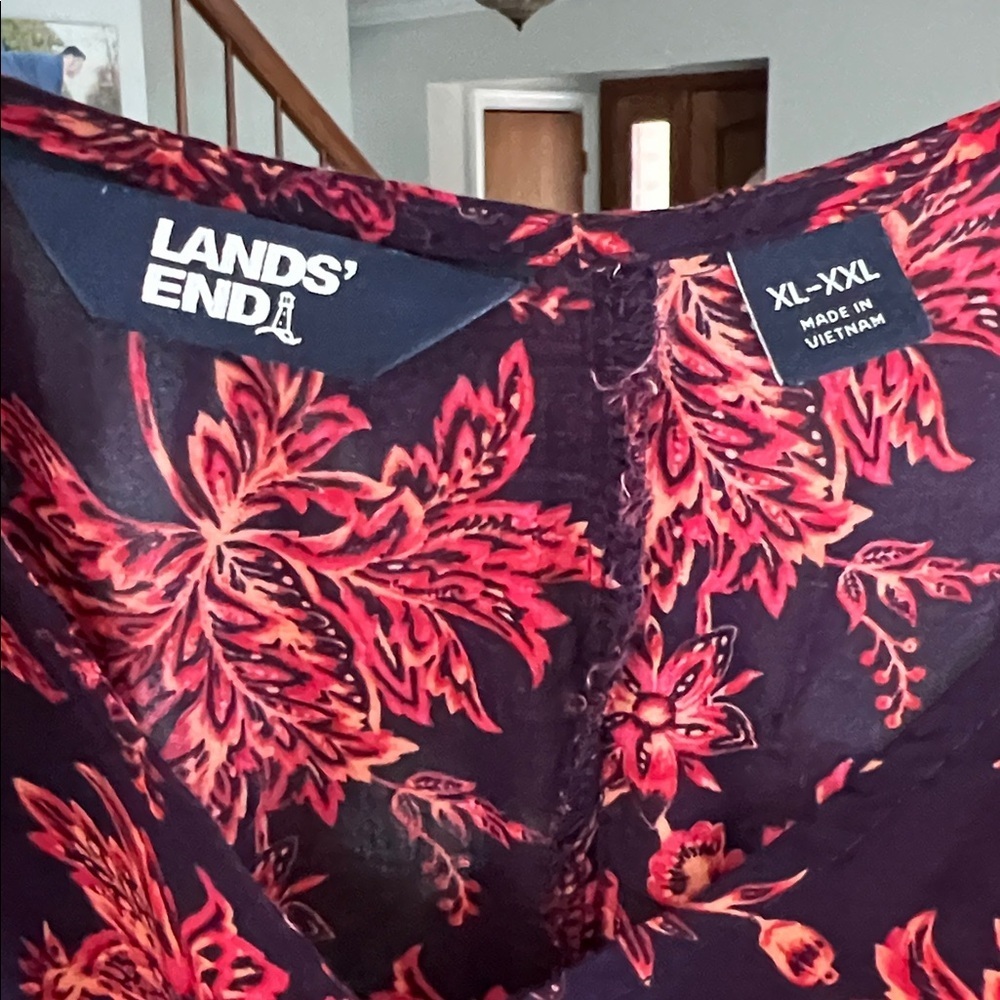 Lands' End Purple & Pink Gathered Waist Floral Cover Up XL - XXL - Picture 3 of 10